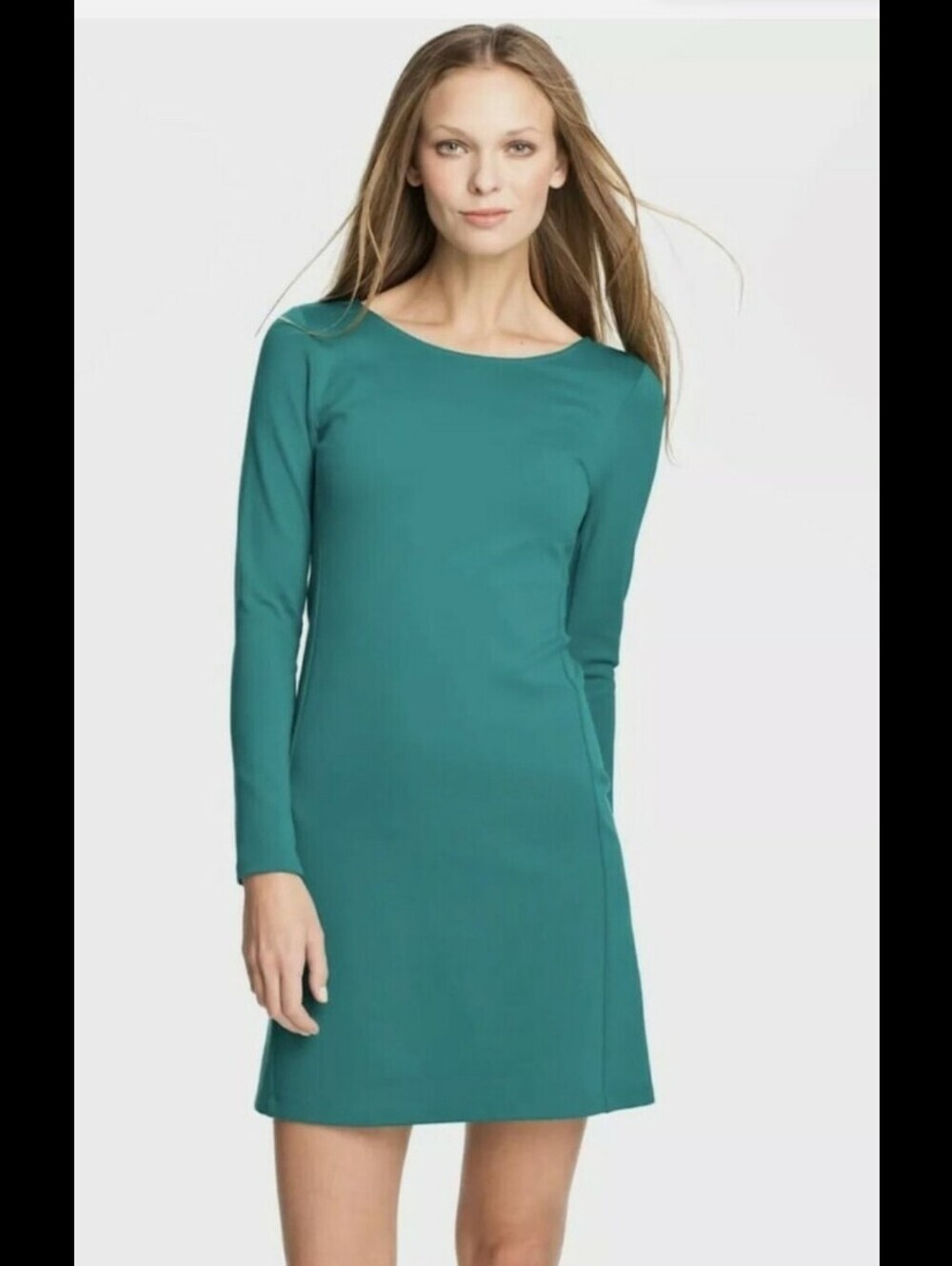 Theory Kalion Teal Long-Sleeve Shift Dress